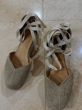 Castañer gold & silver beaded flats